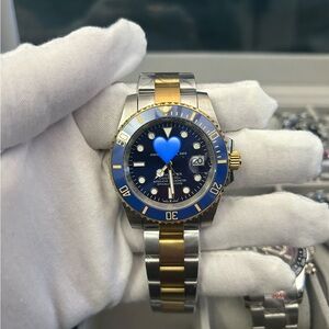 Two-Tone Blue and Gold Men's Watch